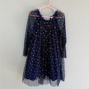 Stella McCartney Kids Navy Mesh Gold Heart Dress